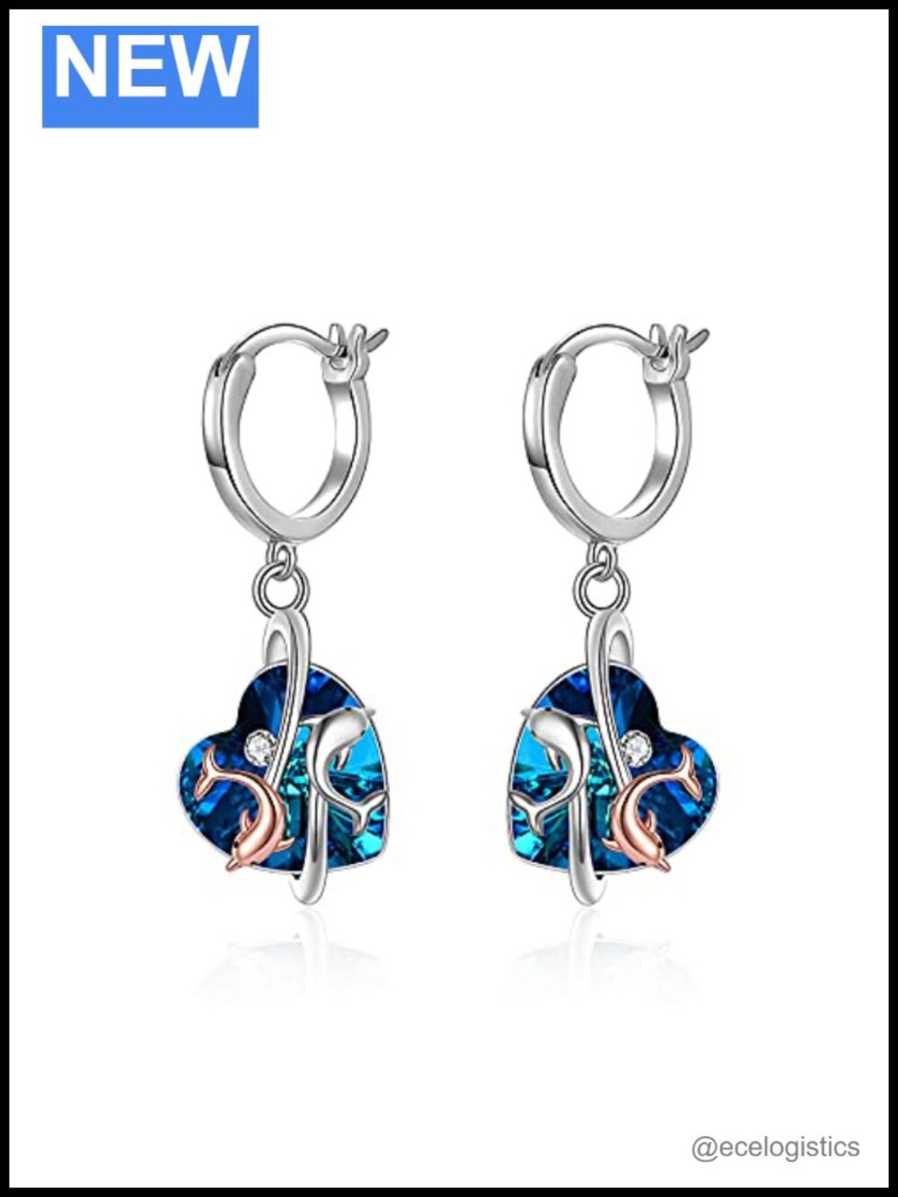 Dolphin Dragonfly Hoop Earrings Sterling Silver Crystal Dolphin Jewelry for
